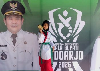 Siswi MI Ma’arif Pagerwojo Juara 1 Taekwondo Piala Bupati Sidoarjo 2026