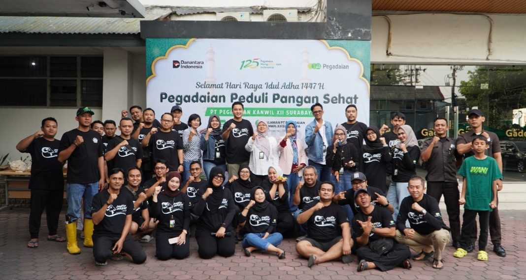 11 Sapi dan 78 Kambing, Pegadaian Kanwil XII Surabaya Bagikan Ribuan Paket Daging Kurban