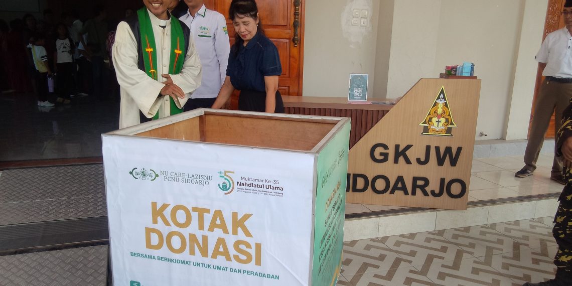 LAZISNU Sidoarjo Galang Donasi di Tiga Gereja Kawasan Kota untuk Muktamar NU ke-35