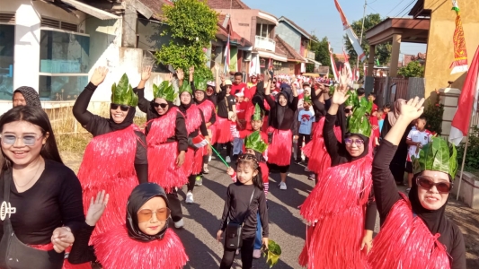 Rayakan Kemerdekaan RI Ke 81, Ratusan Hadiah Semarakan Karnaval Dan Jalan Sehat Warga RW 03 Desa Balongtani